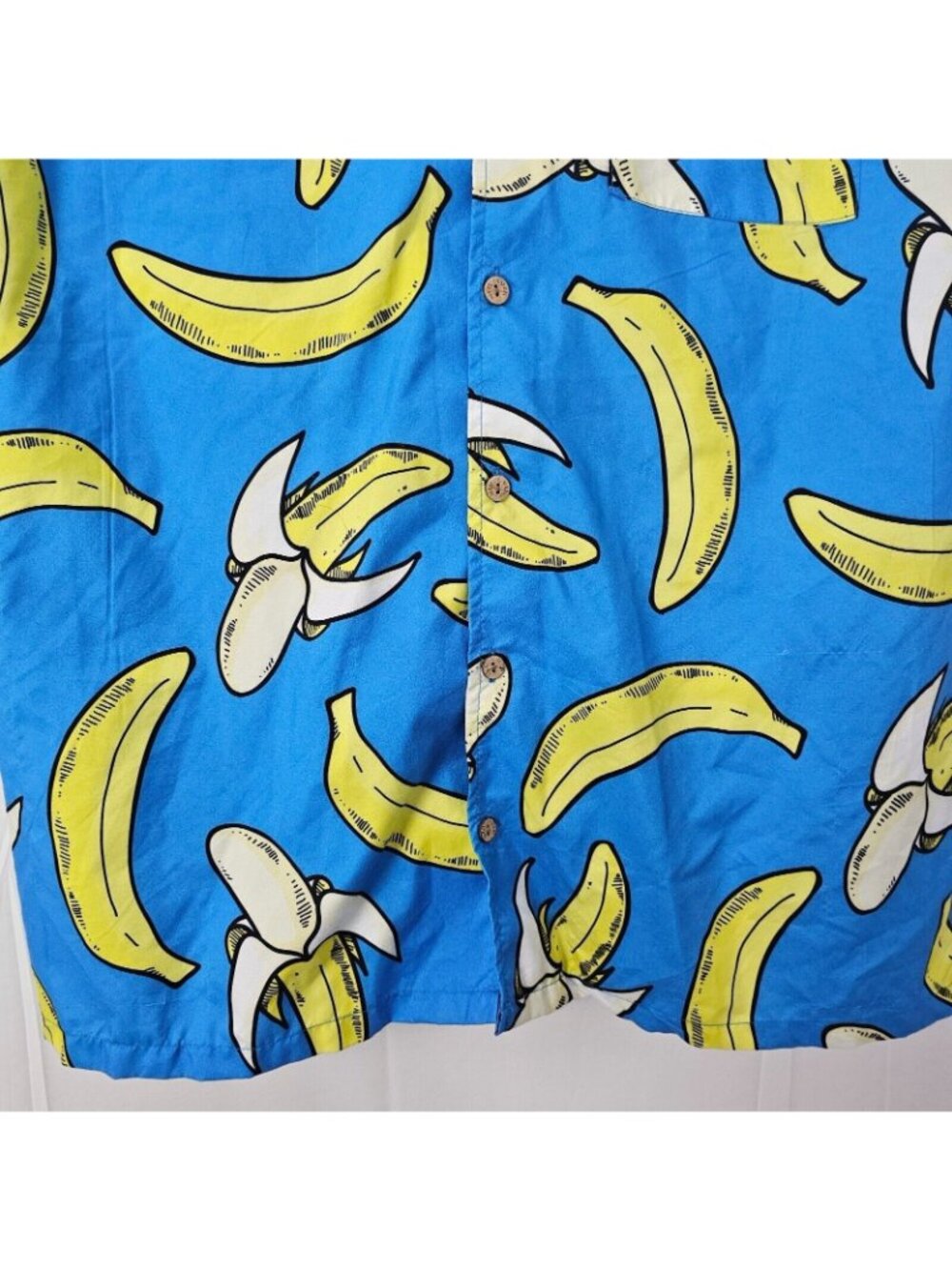 Uzzi Button Up Shirt Mens L Blue Short Sleeve Graphic Print Top Beach Peasant - Picture 9 of 10